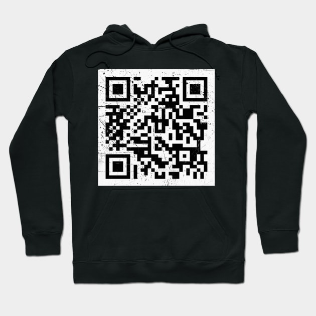 Distressed Rick Roll QR Code Hoodie by Jennifer